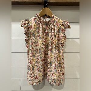 Andthewhy Floral Ruffle Sleeve Women's Top- size Medium